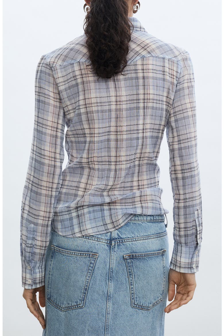 Plaid Gauzy Button-Up Shirt, Alternate, color, BLUE