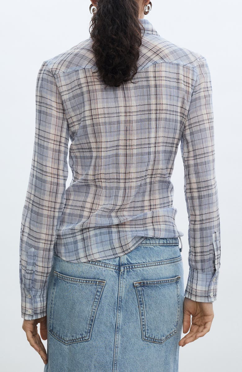 MANGO Plaid Gauzy Button-Up Shirt, Alternate, color,