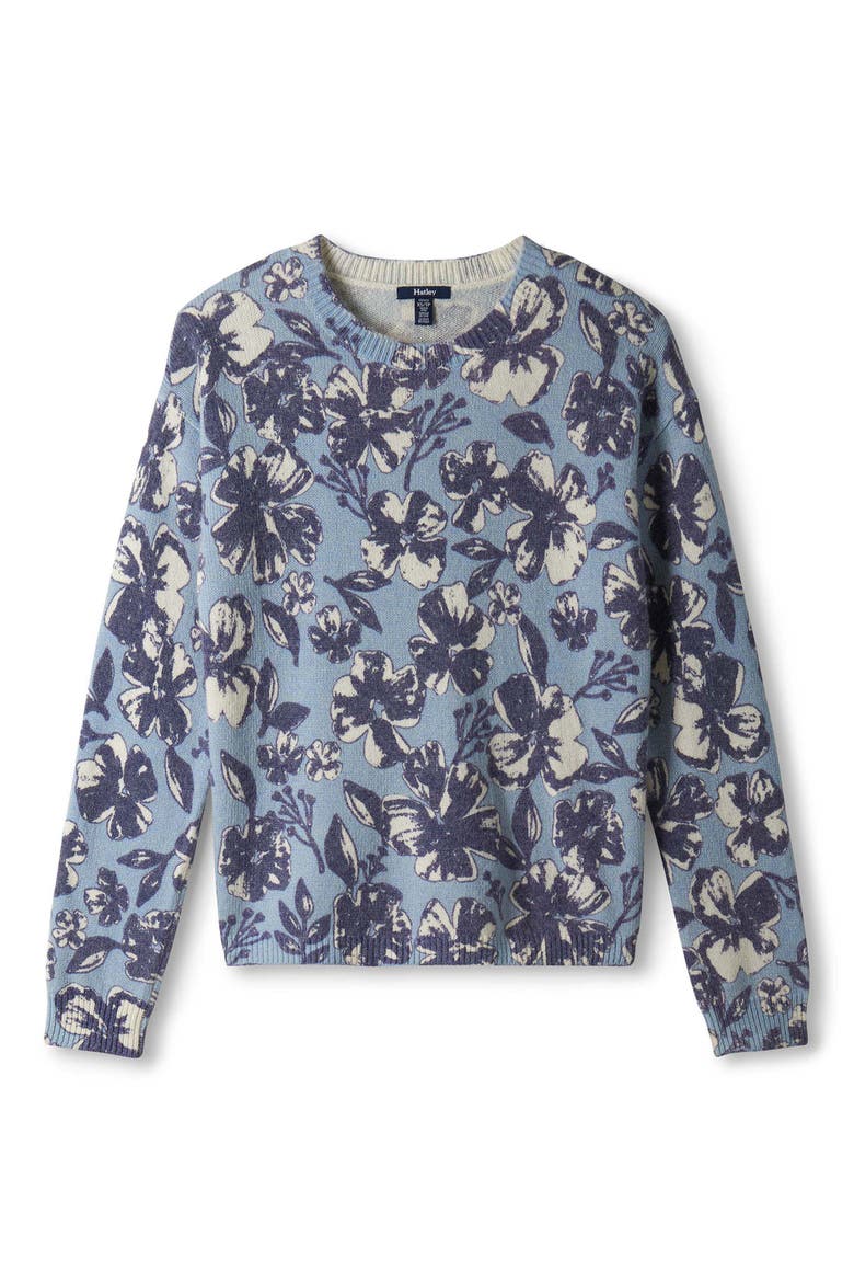 Noa Big Blooms Crewneck Sweater, Alternate, color, KENTUCKY BLUE