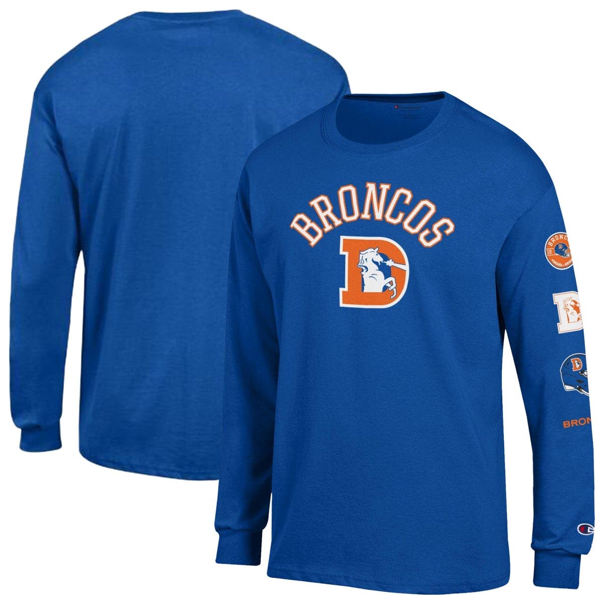 Champion Men's Champion Royal Denver Broncos Long Sleeve Vintage Jersey ...