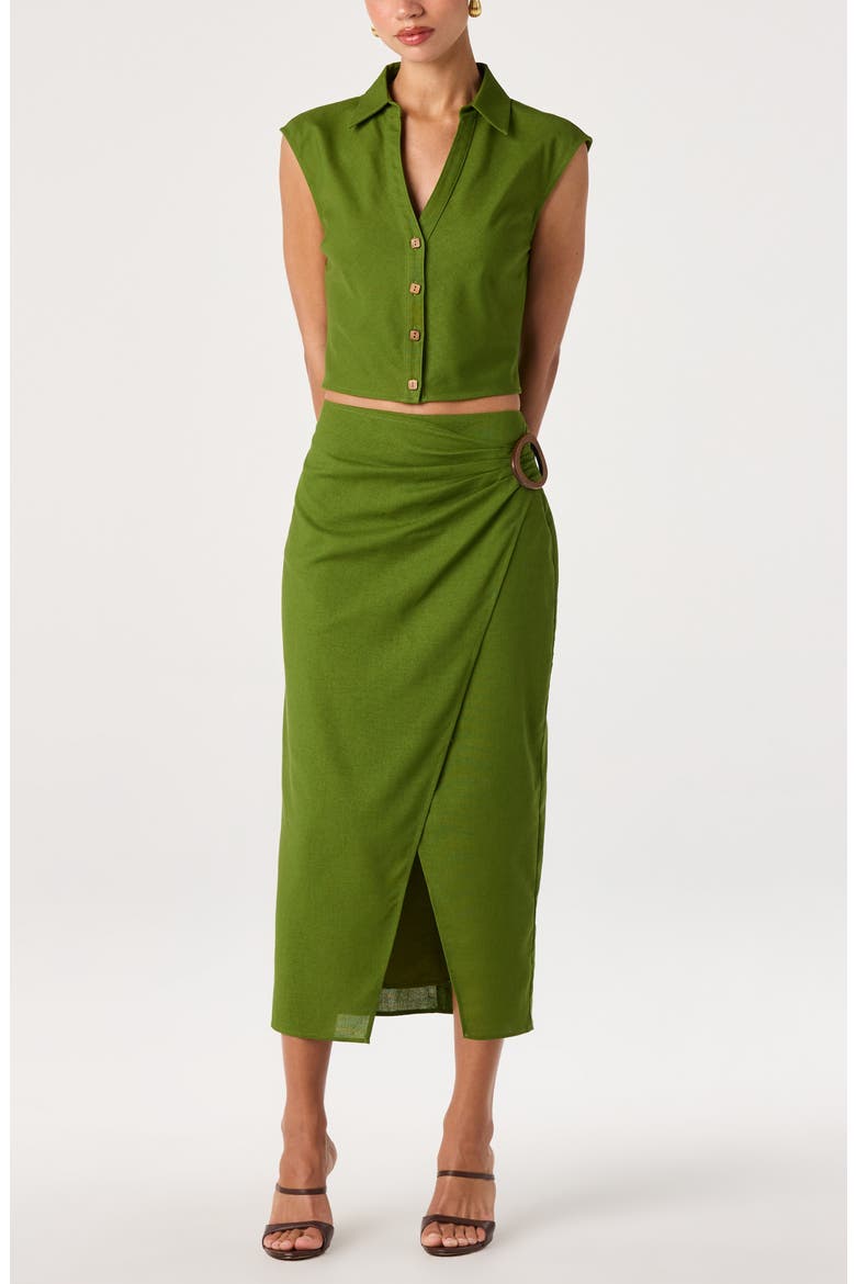 Onyx Midi Skirt, Alternate, color, GREEN