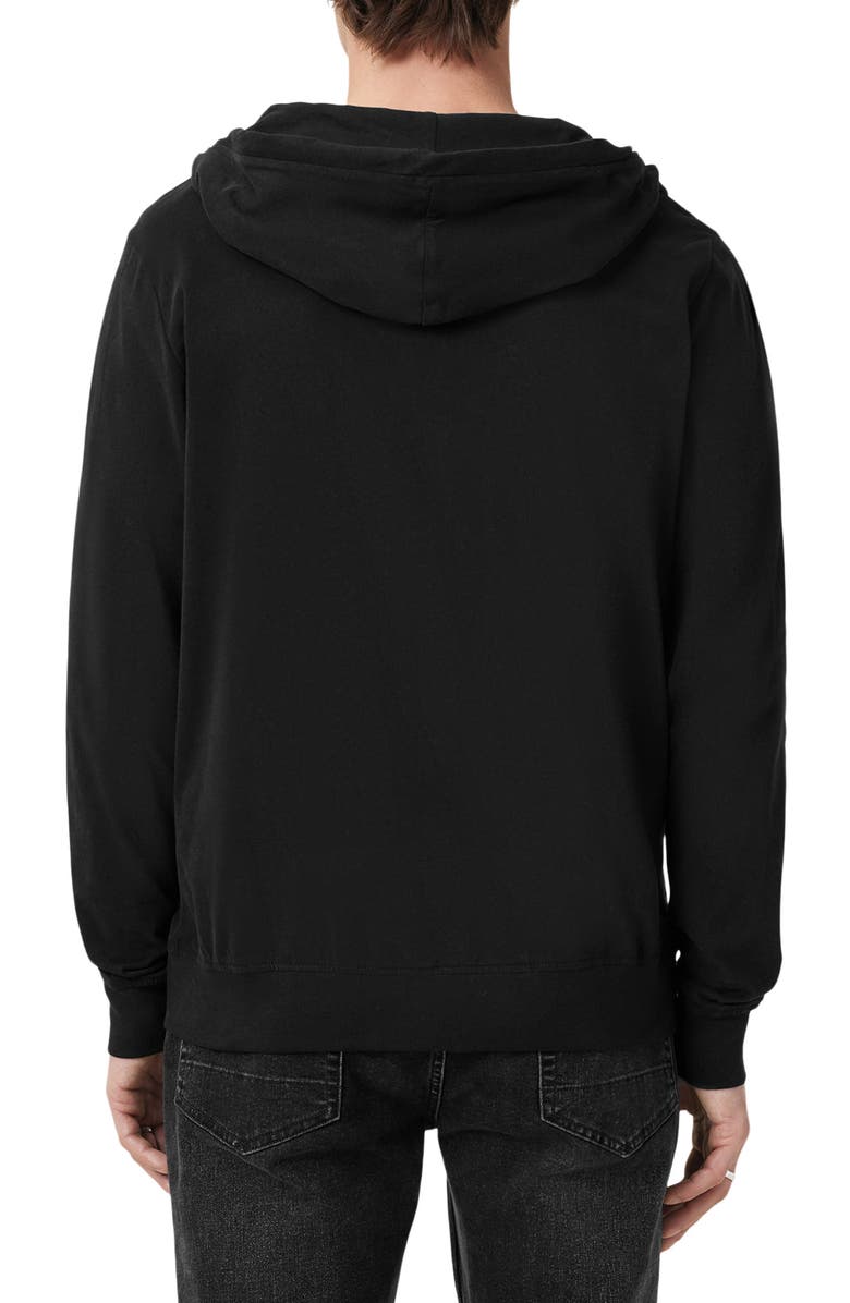 AllSaints Brace Cotton Zip-Up Hoodie, Alternate, color, Jet Black