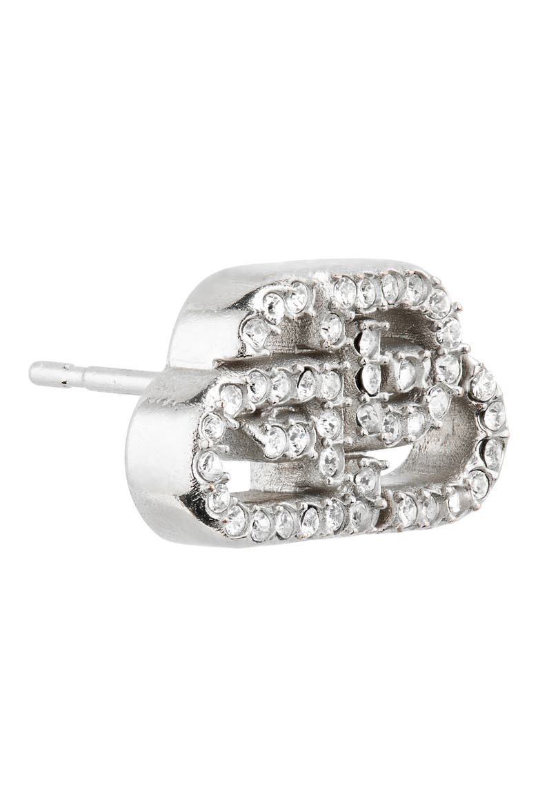 Crystal Interlocking BB Stud Earrings, Alternate, color, SILVER/ CRYSTAL