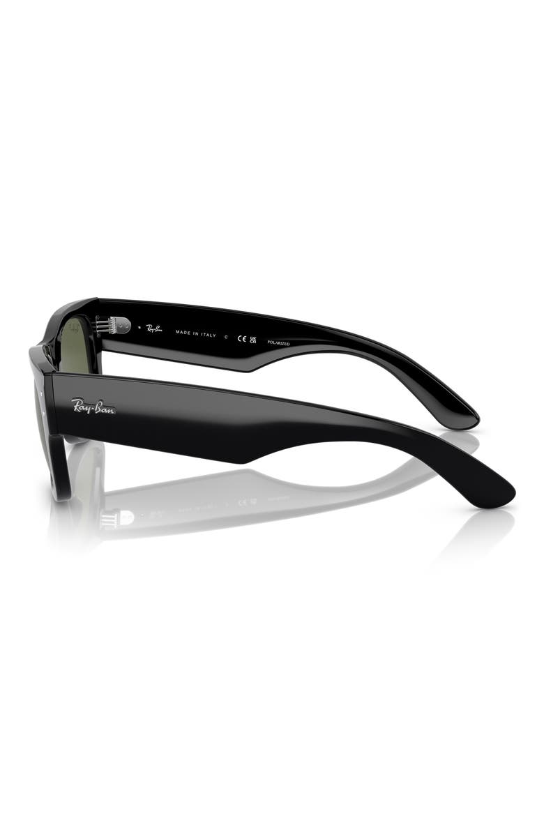 Mega Wayfarer 52mm Polarized Square Sunglasses, Alternate, color, BLACK