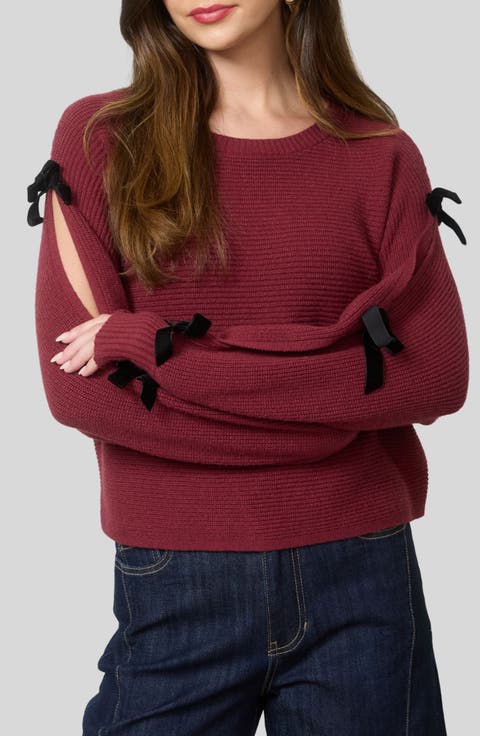 Velvet Bow Sleeve Sweater