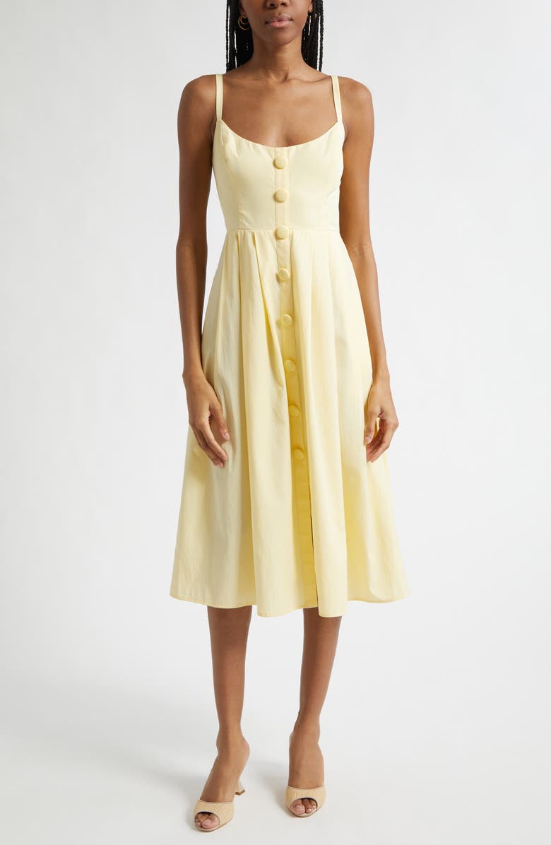 L'AGENCE Reanne Sleeveless Midi Dress, Main, color, Lemon Sorbet