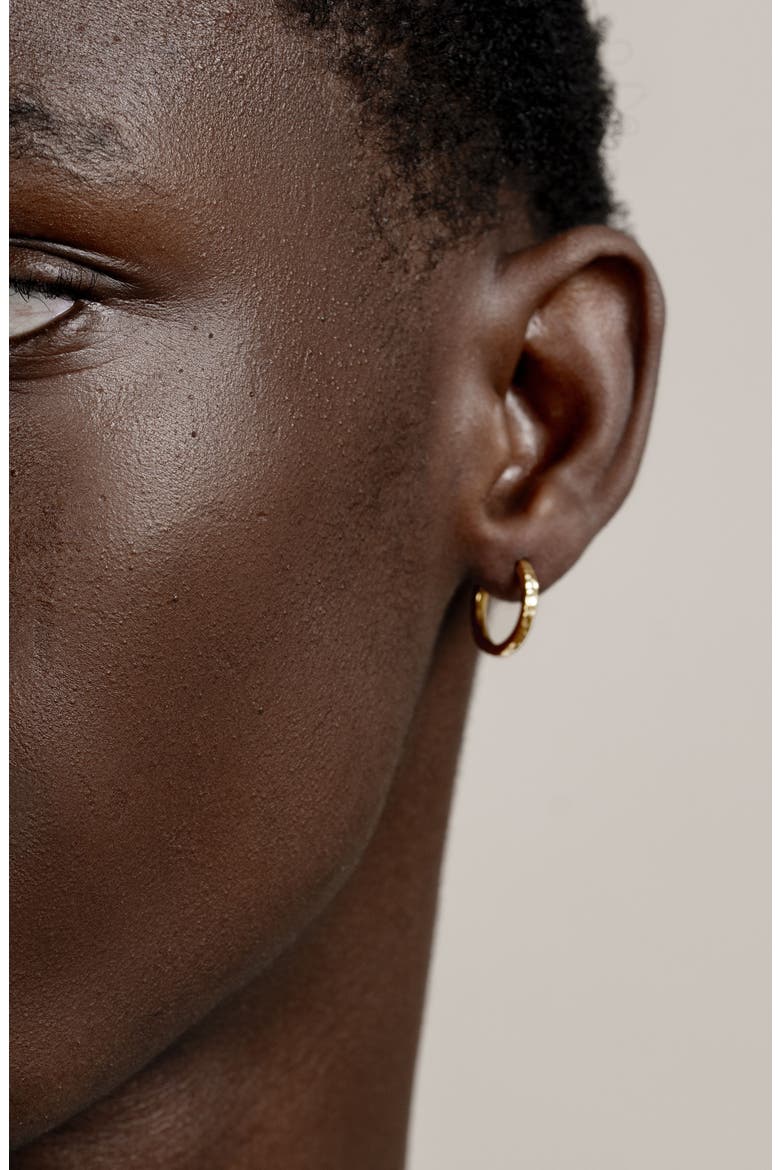 Men's Medium Hammered Nomad Huggie Hoops, Alternate, color, Yellow Gold Vermeil