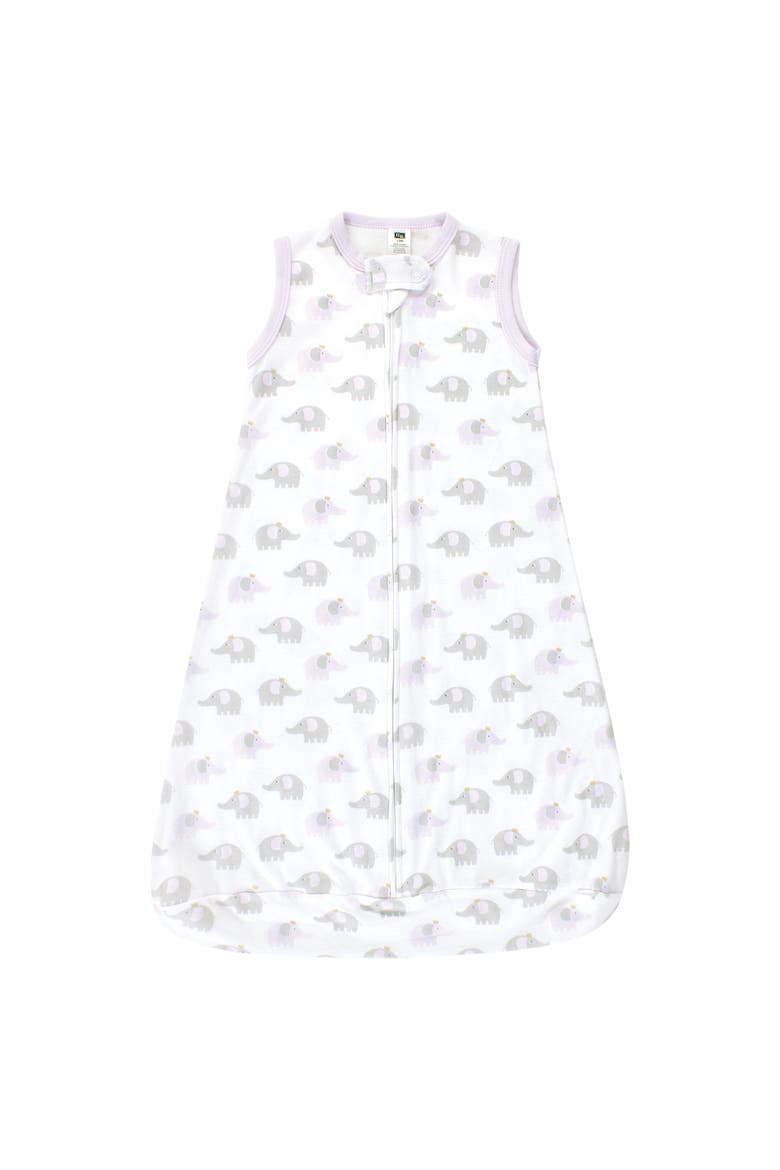 Long-Sleeve Cotton Wearable Sleep Solution, Alternate, color, Lilac Elephants Sleeveless