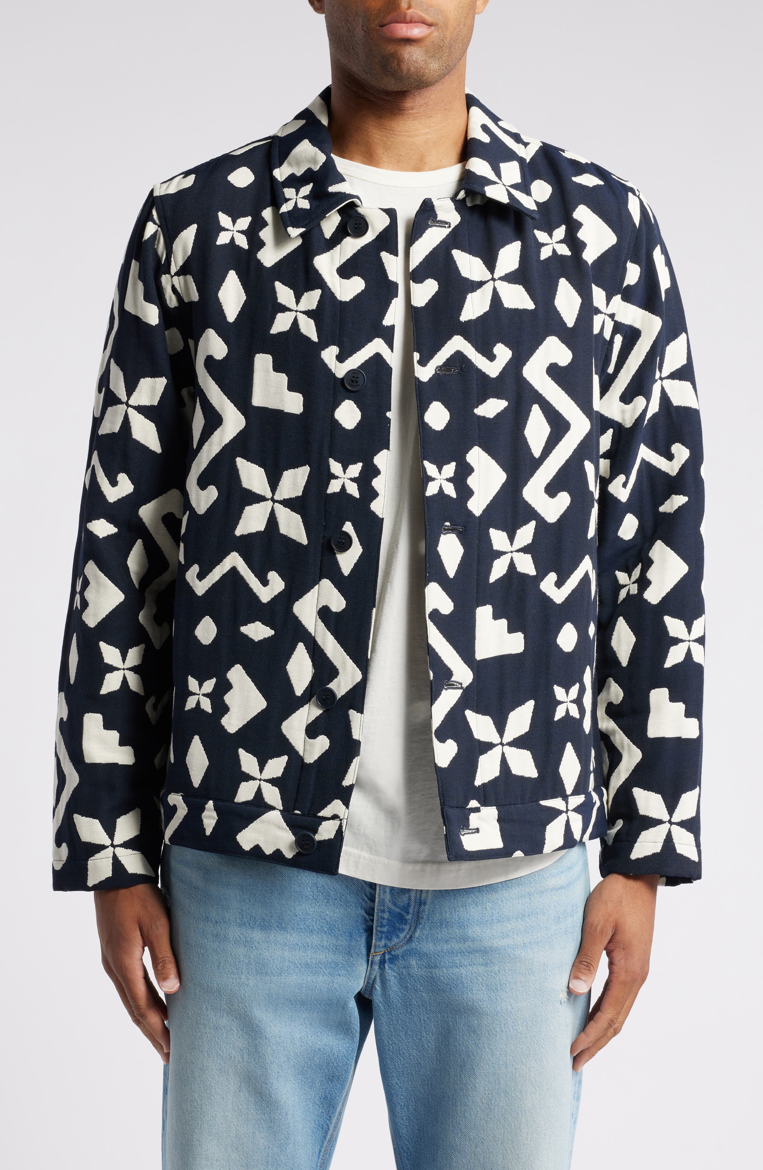 Wax London Iggy Block Geo Jacquard Jacket