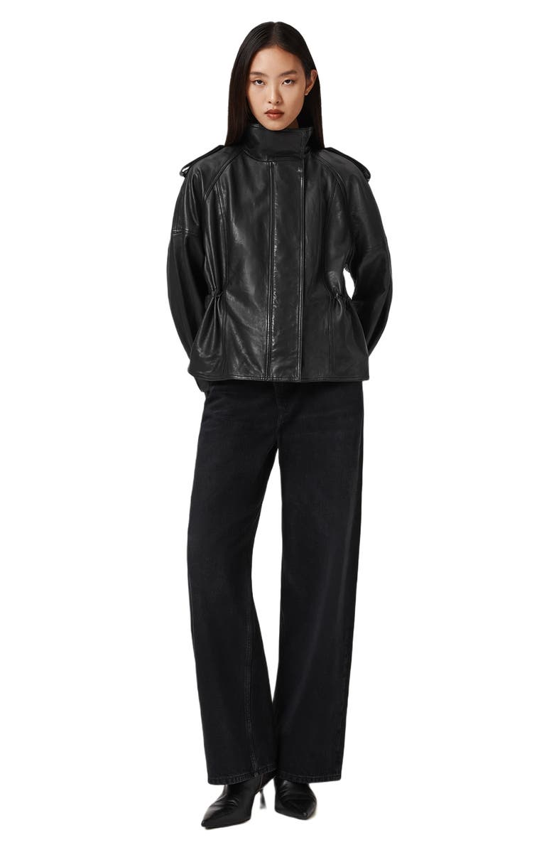 AllSaints Serne Leather Jacket, Alternate, color, Black