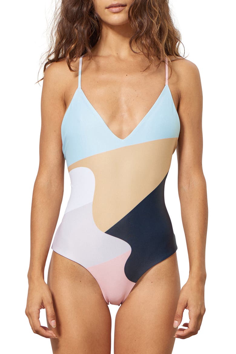 Emma One-Piece Swimsuit, Main, color, PEACH MULTI