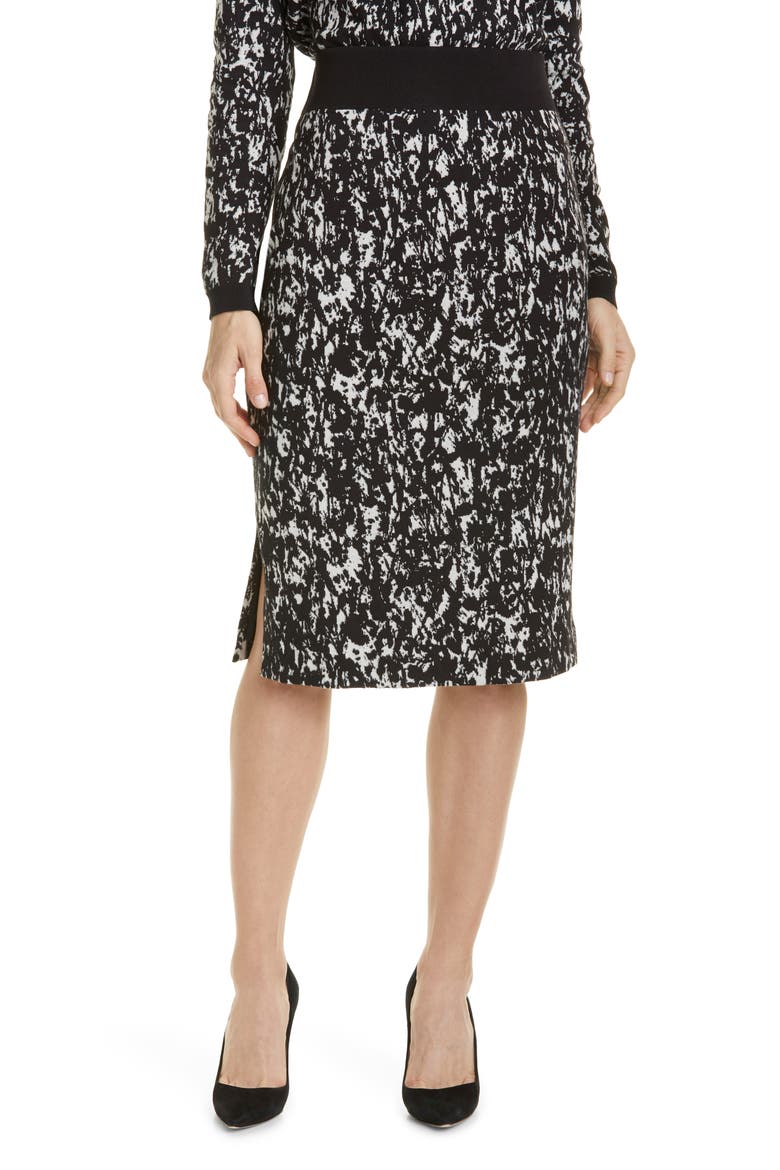 Emkara Cotton Blend Pencil Skirt, Main, color, BLACK FANTASY