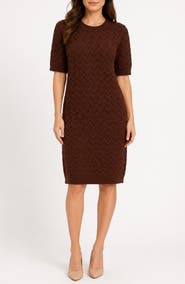Nanette Lepore Short Sleeve Cable Knit Sheath Dress