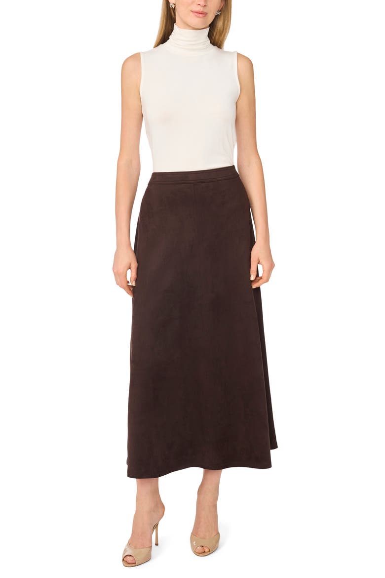 Faux Suede A-Line Skirt, Alternate, color, CALL ME CHOCOLATE