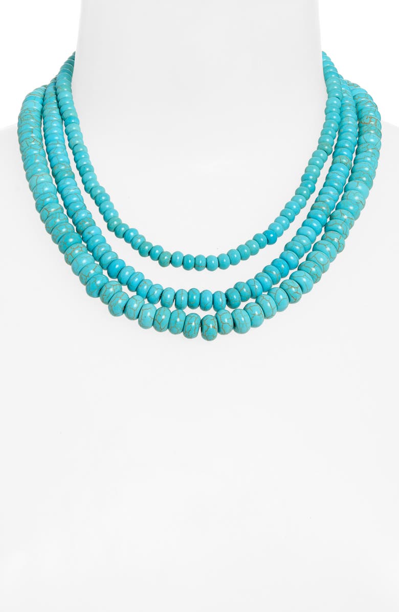 Lele Sadoughi Multistrand Bead Necklace, Alternate, color, Turquoise