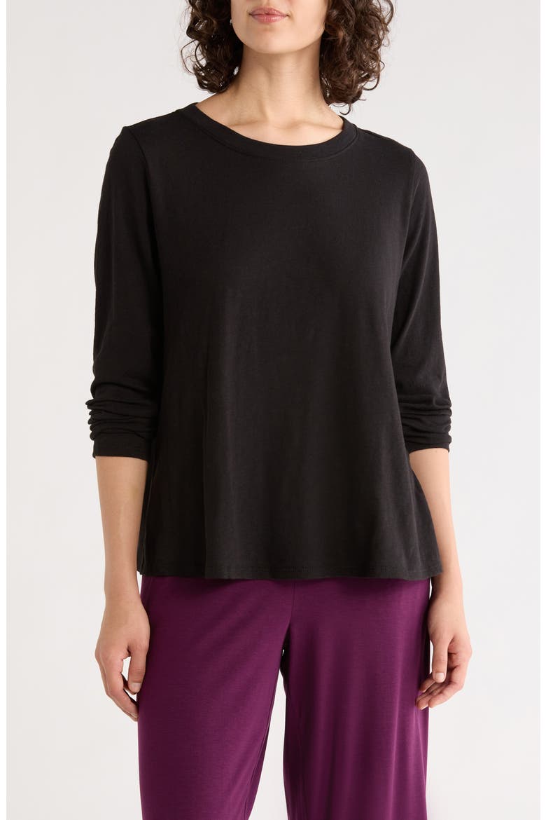 Long Sleeve Organic Cotton T-Shirt, Main, color, BLACK