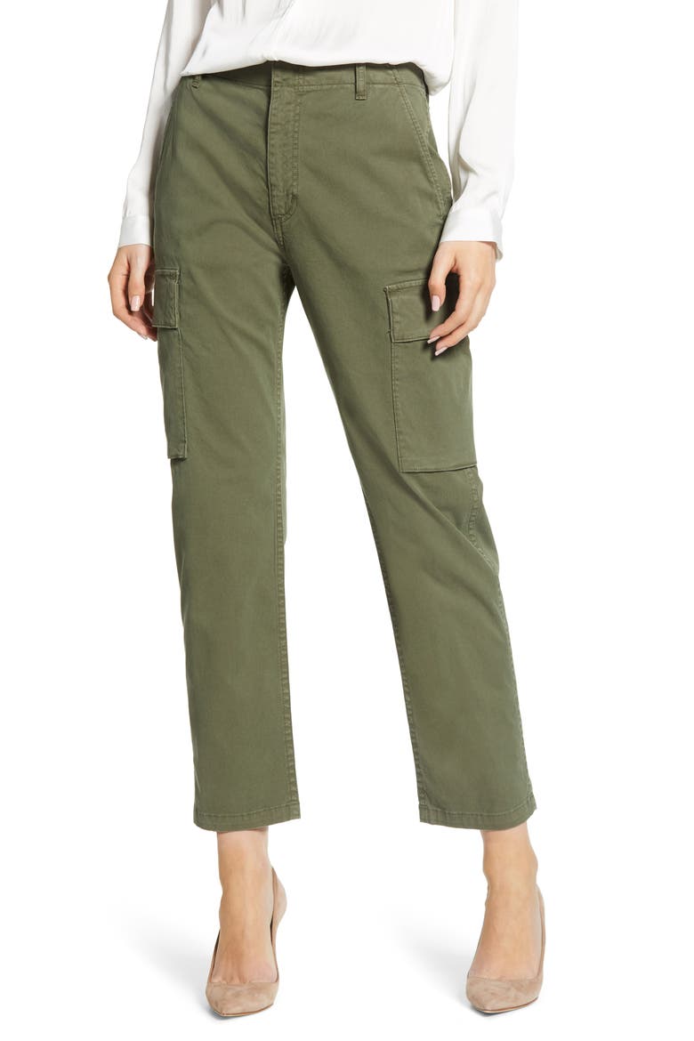 Gaia Stretch Twill Crop Cargo Pants, Main, color, ARMY GREEN