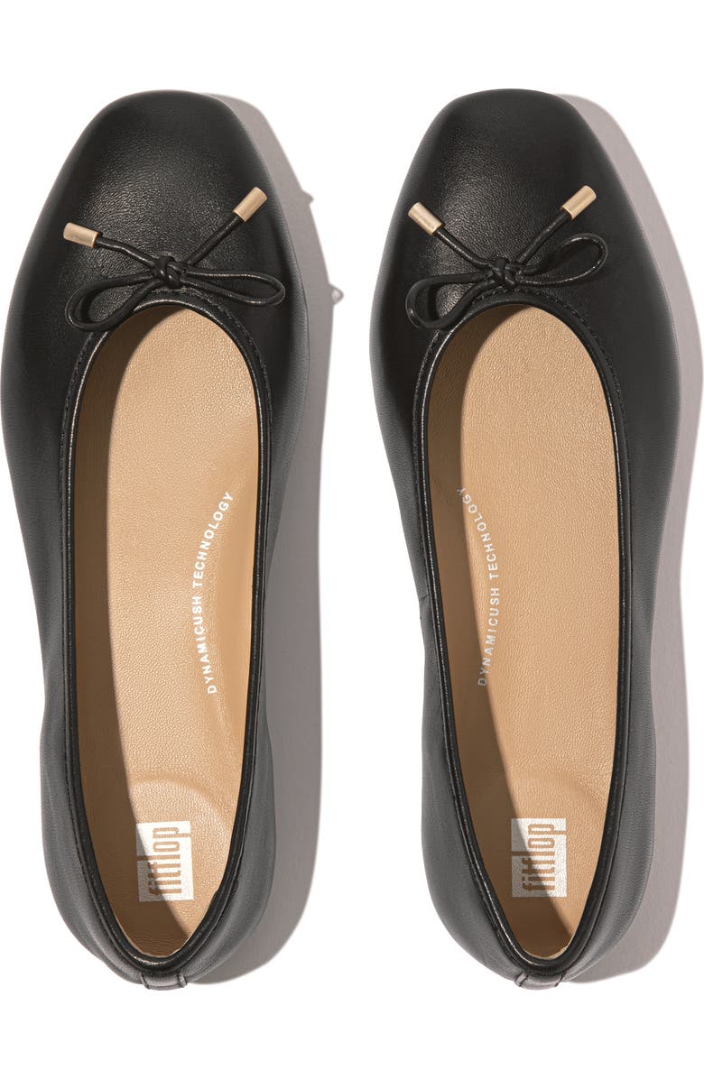 FitFlop Delicato Bow soft leather ballet flats, Alternate, color, Black