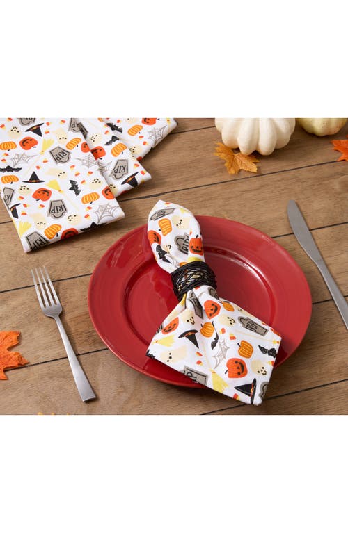 Design Imports Halloween Fun Set Of 4 Napkins In White