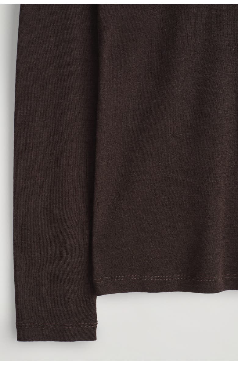 COS Slim Wool-Jersey Rollneck Top, Alternate, color, Dark Brown