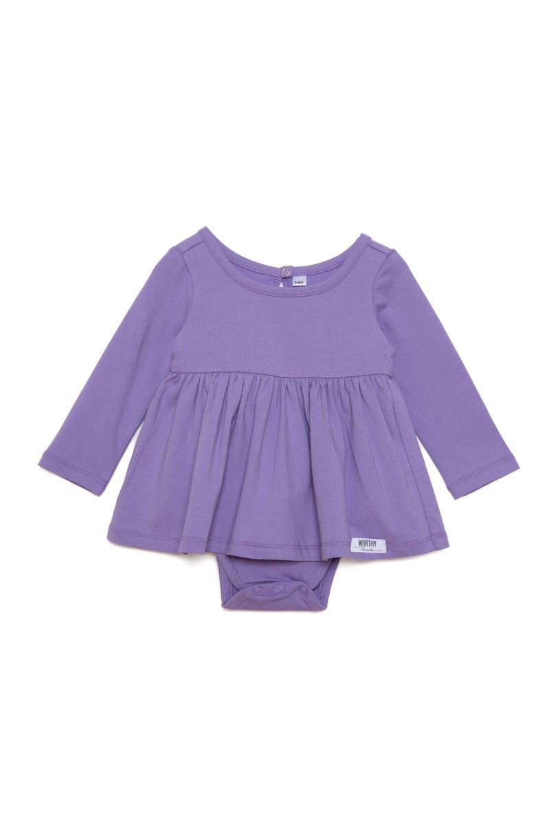 WORTHY THREADS Solid Long Sleeve Bubble Romper, Main, color, Purple