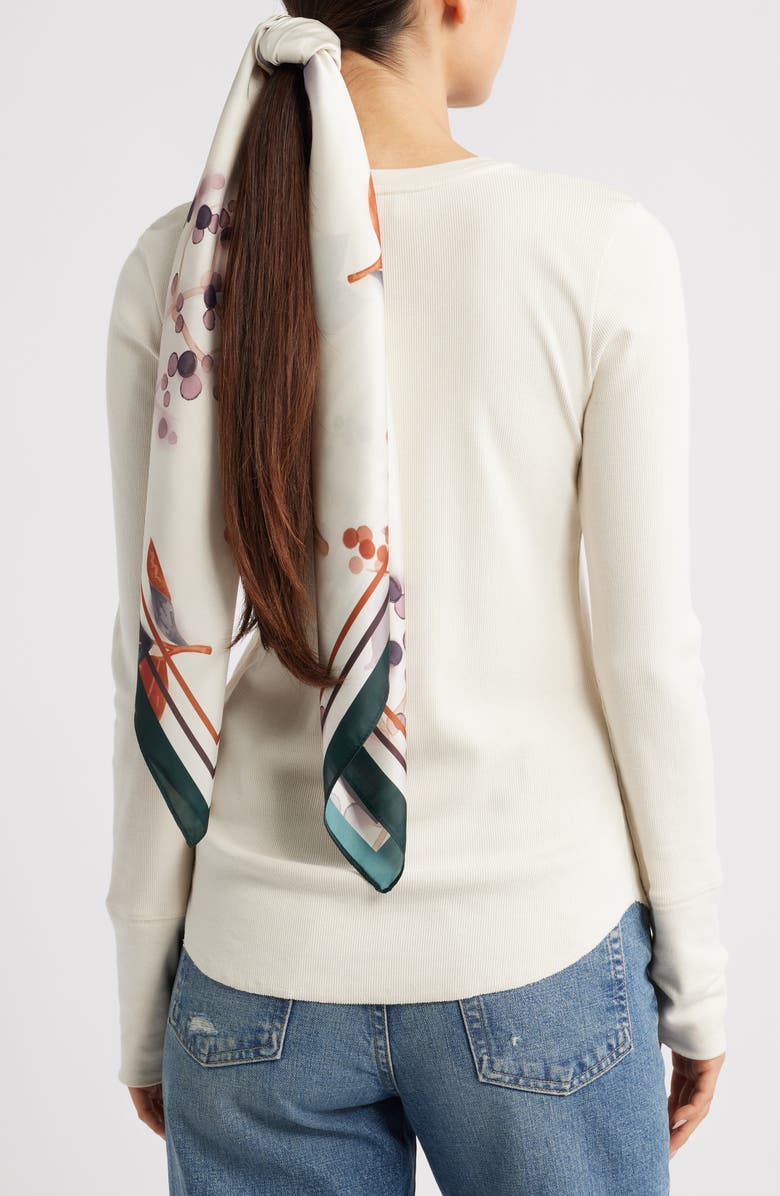 Treasure & Bond Oversize Square Satin Scarf, Alternate, color, Ivory Winter Floral