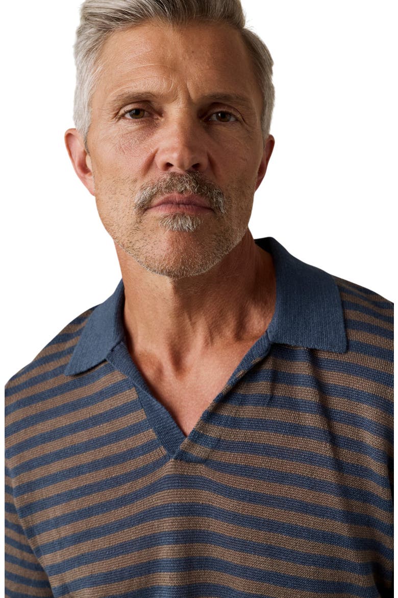 Stripe Linen Sweater Polo, Alternate, color, NAVY CEDAR STRIPE