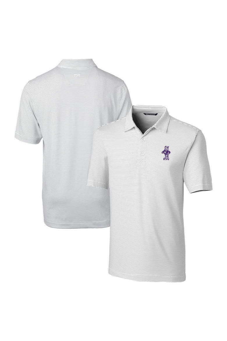 Men's Cutter & Buck  White Kansas State Wildcats Vault Forge Pencil Stripe Stretch Polo, Main, color, White