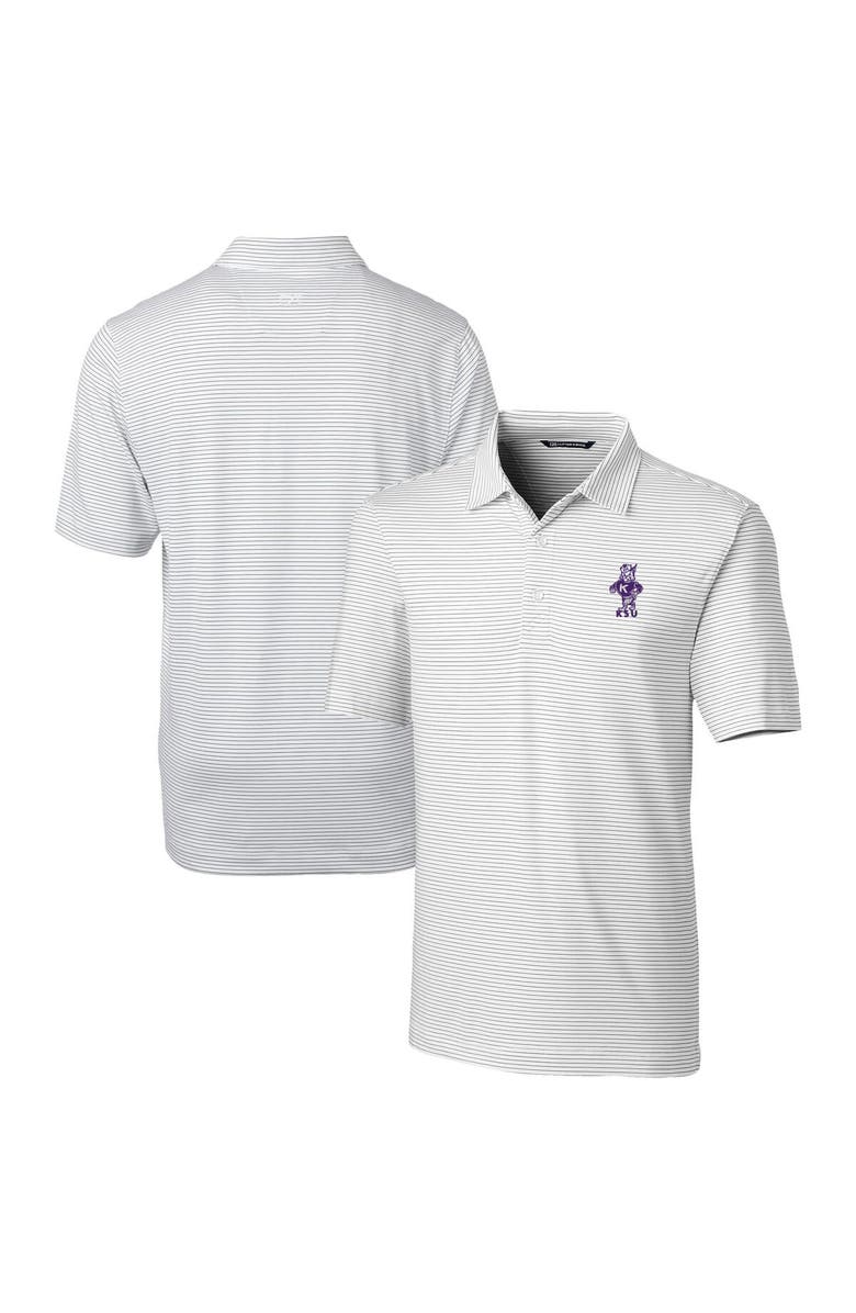 Cutter & Buck Men's Cutter & Buck White Kansas State Wildcats Vault Forge Pencil Stripe Stretch Polo, Main, color,