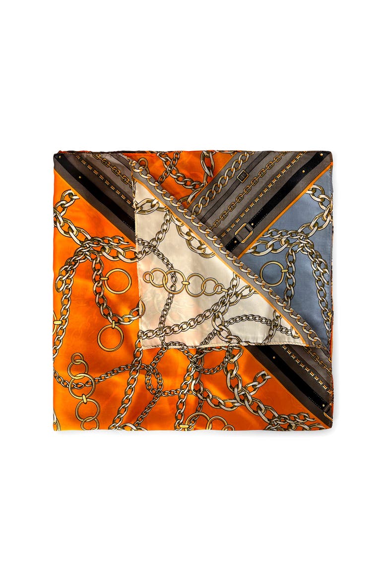 The Milo - Lightweight Scarf, Alternate, color, Orange/Light Blue/Taupe