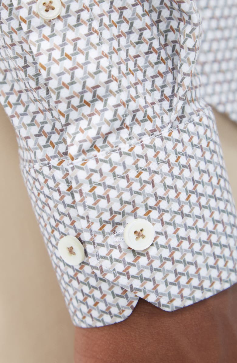 Bugatchi Jules OoohCotton<sup>®</sup> Microprint Button-Down Shirt, Alternate, color, Khaki