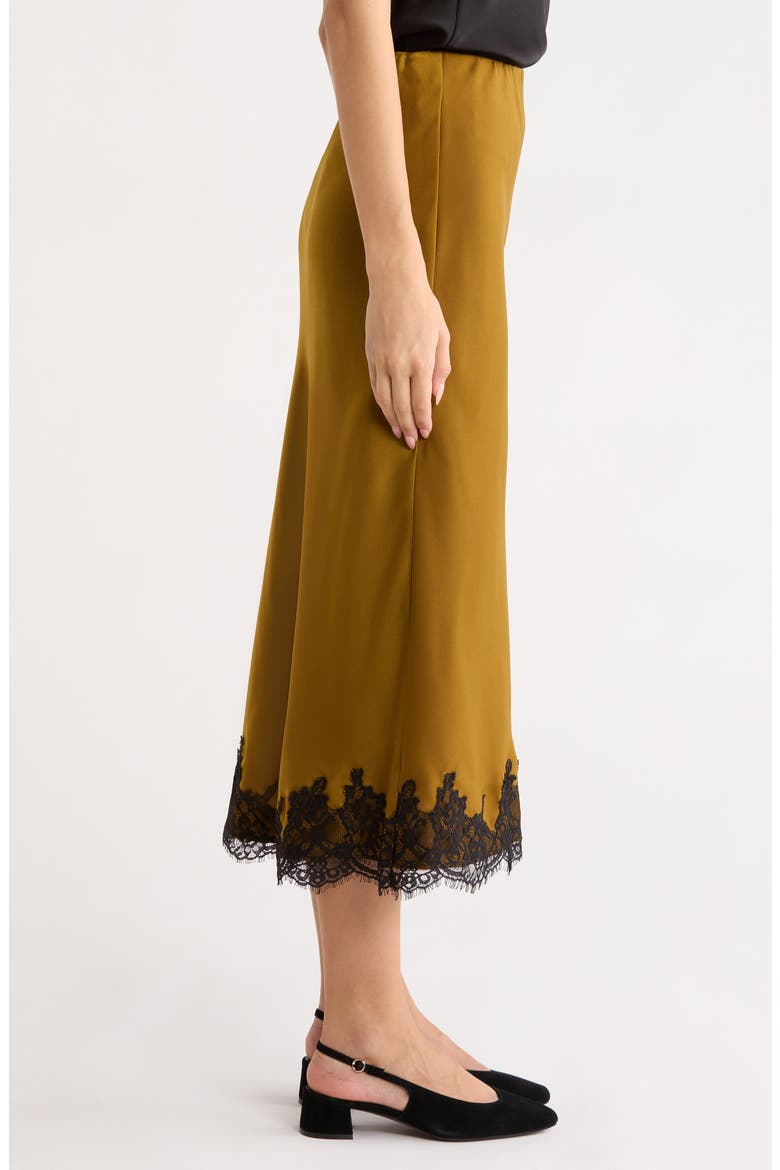 Vienna Lace Trim Satin Skirt, Alternate, color, GOLD