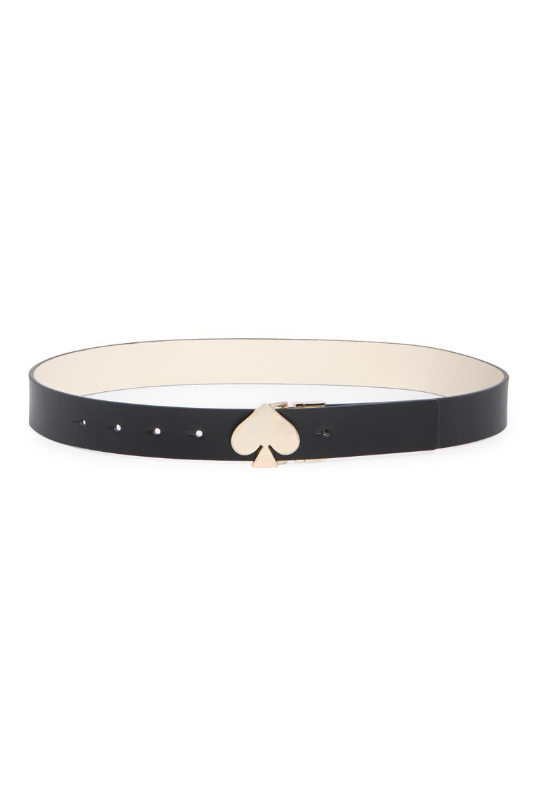 32mm spade buckle reversible belt, Main, color, BLACK TO CREAM / POLISHED GOLD