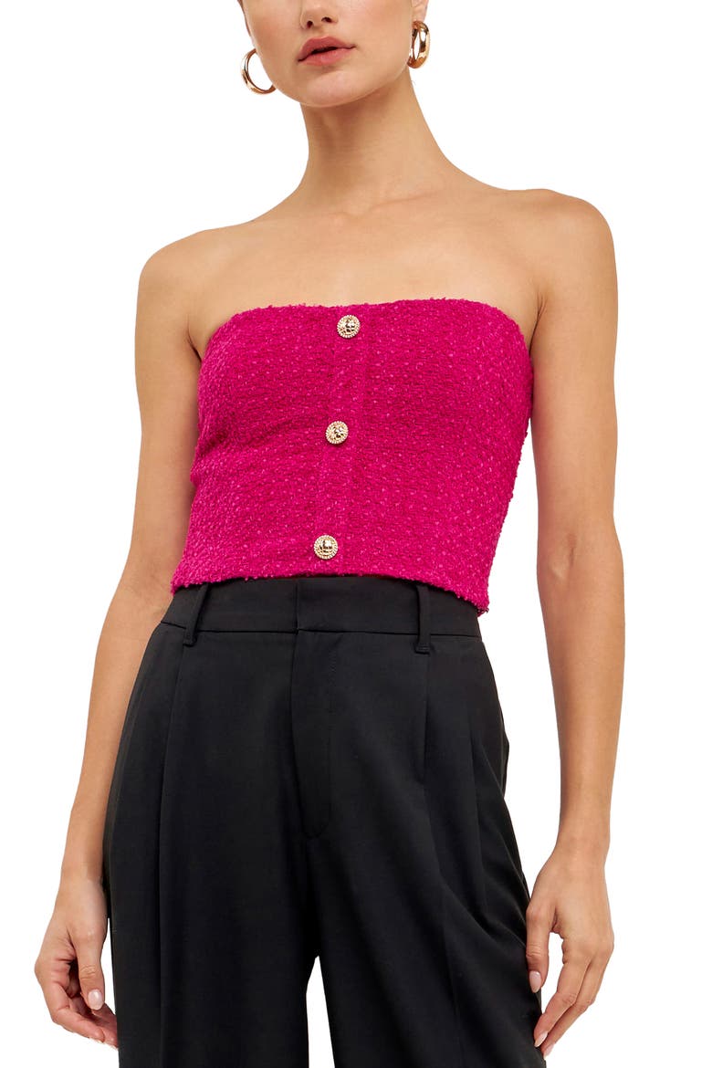 Strapless Crop Top, Main, color, BERRY