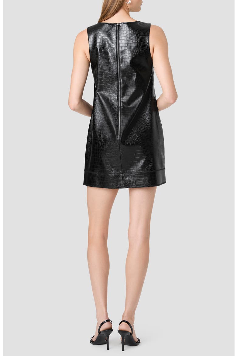 Croc Embossed Trapeze Minidress, Alternate, color, BLACK