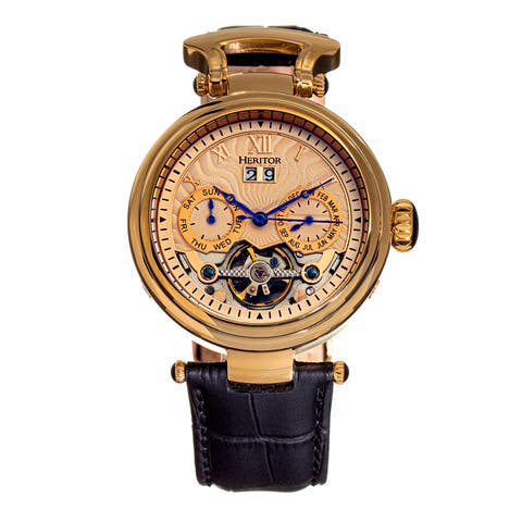 Ganzi Semi-Skeleton Leather-Band Watch