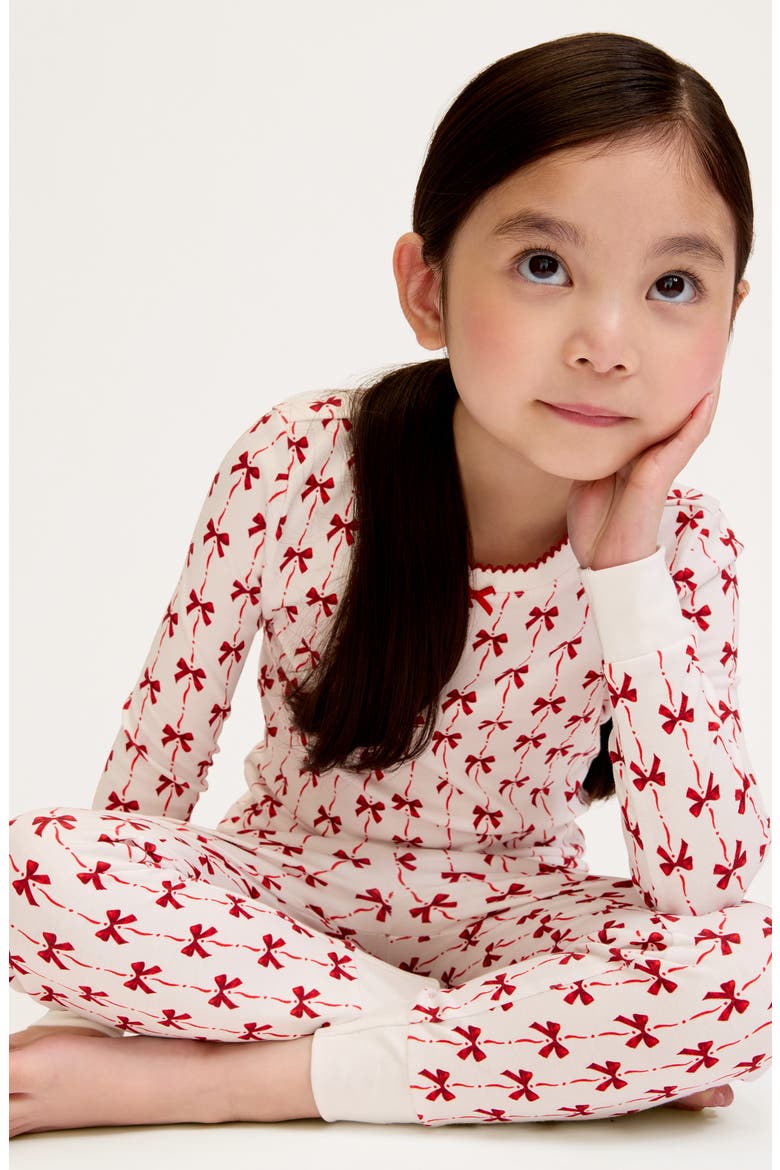 Blissful Bows Fitted Pajamas, Alternate, color, RED