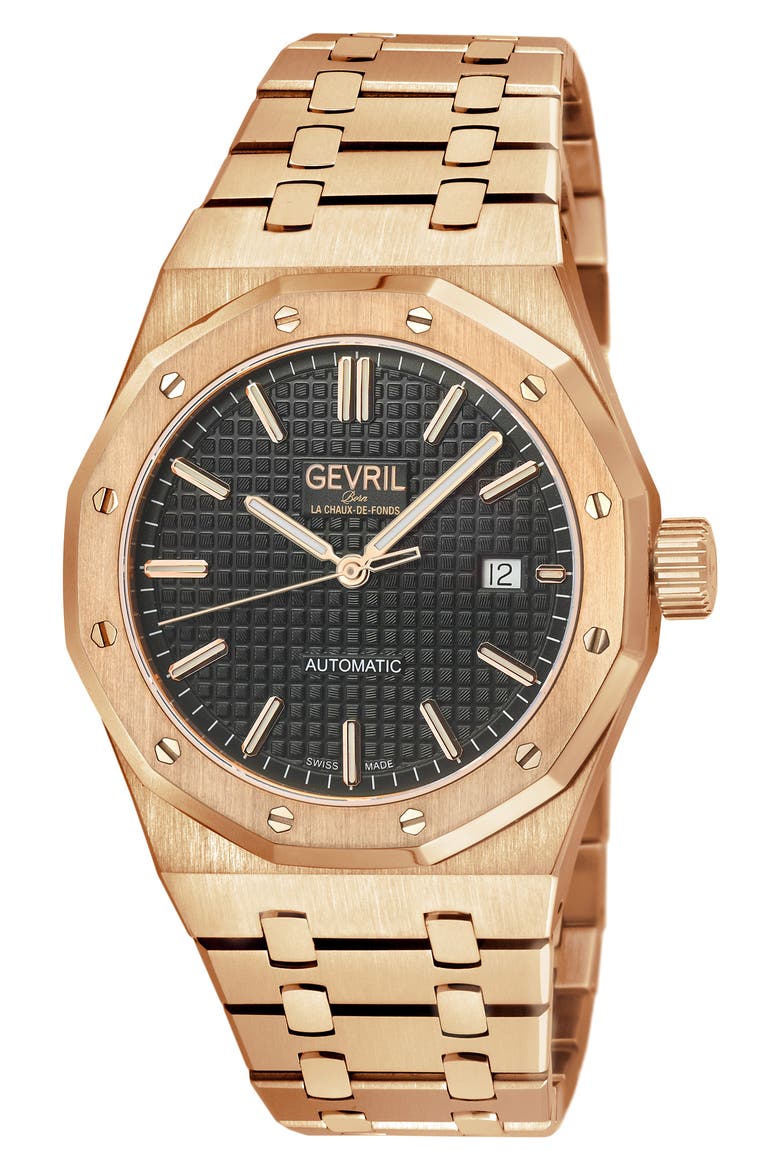 Gotham Bracelet Strap Automatic Watch, 41mm, Main, color, ROSE GOLD