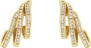 Haus of Brilliance 10K Yellow Gold 1 Cttw Diamond Multi Row Open Hoop Stud Earrings