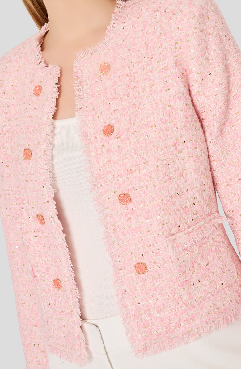 Tahari ASL Metallic Bouclé Crop Jacket, Alternate, color, Tea Rose