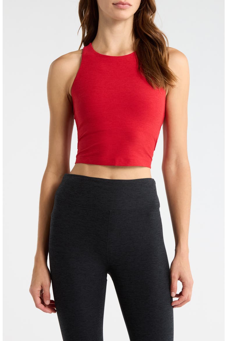 Spacedye Racerback Crop Top, Main, color, HOLLY RED HEATHER