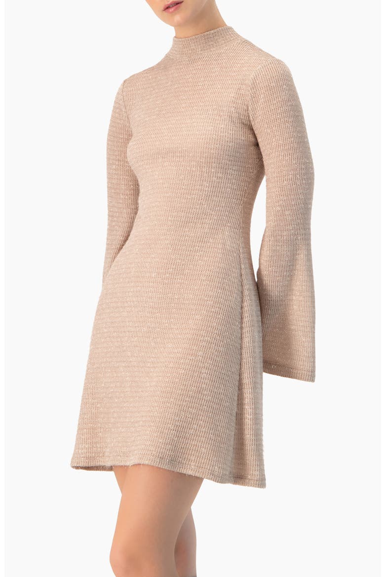 Short Knitted Long Sleeve Dress, Alternate, color, Dusty Pink