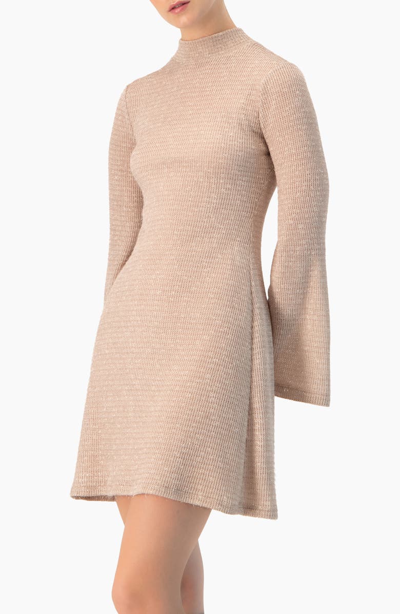 IVONNE Short Knitted Long Sleeve Dress, Alternate, color, Dusty Pink