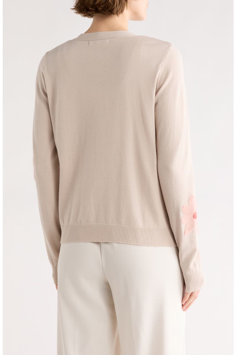 Floral Appliqué V-Neck Cardigan, Alternate, color, IVORY/ BLUSH
