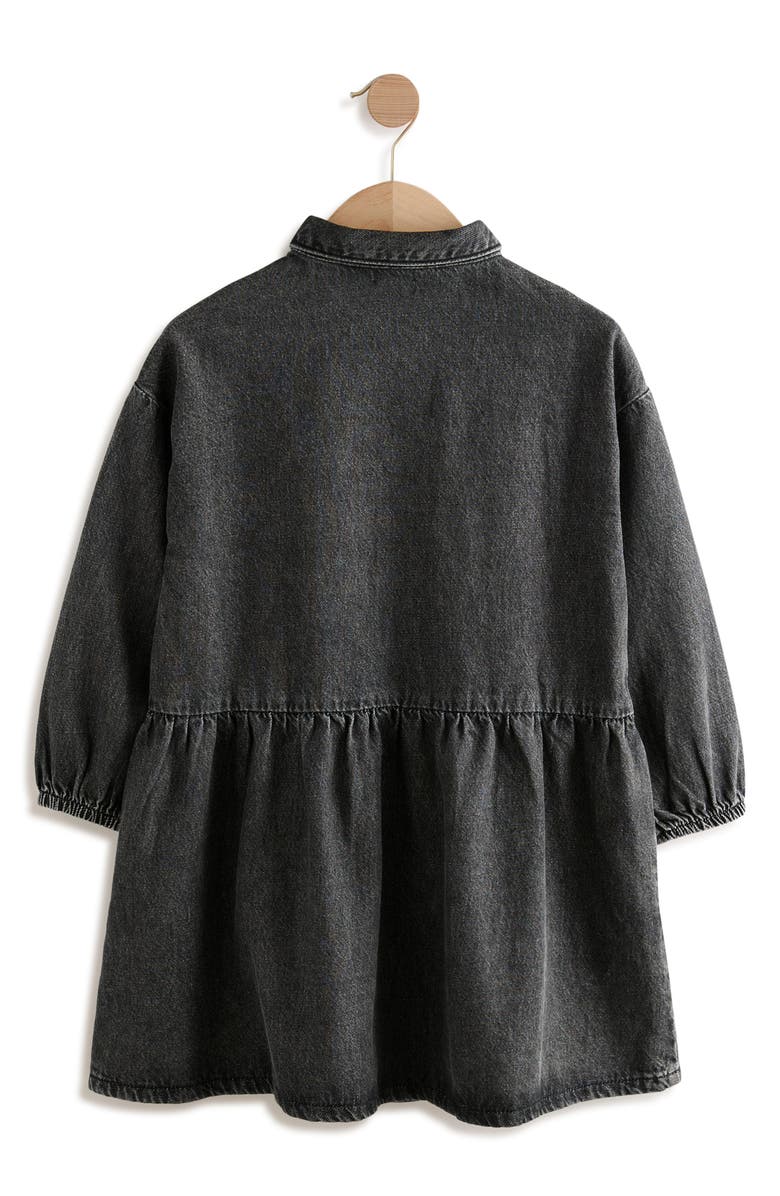 NEXT Kids' Diamante Long Sleeve Cotton Denim Shirtdress, Alternate, color, Black