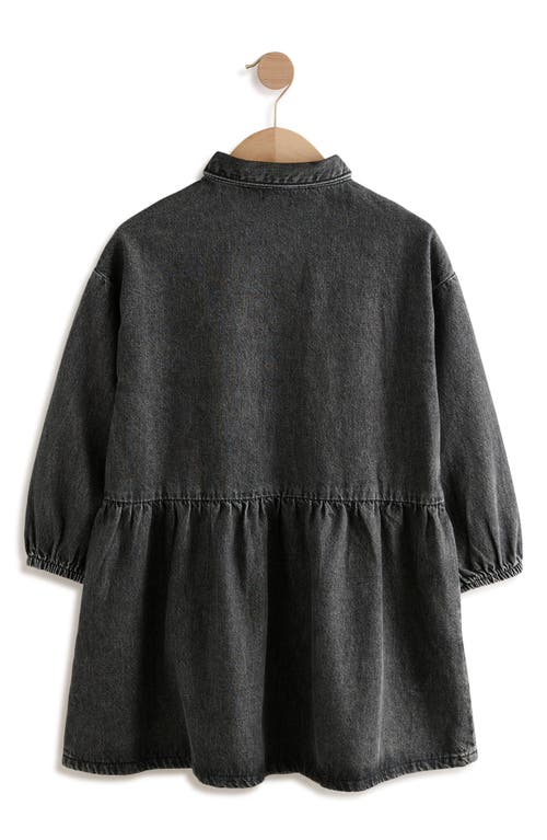 Next Kids' Diamante Long Sleeve Cotton Denim Shirtdress In Gray