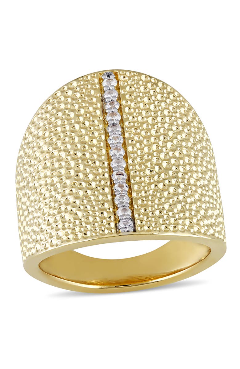 Julianna B. White Sapphire Textured Wide Ring Yellow Silver, Main, color, Yellow-Plated Sterling Silver