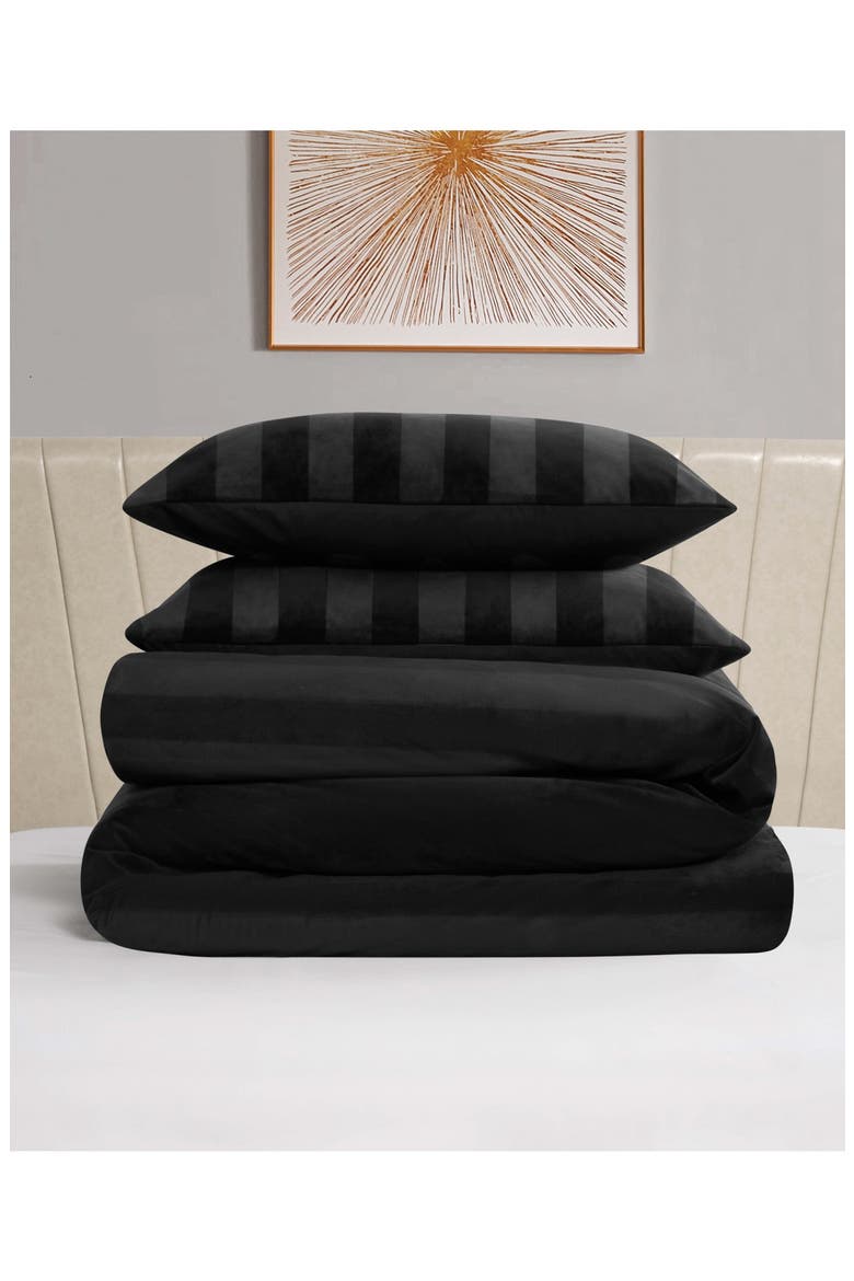 Jenny Velour Comforter Set, Alternate, color, BLACK
