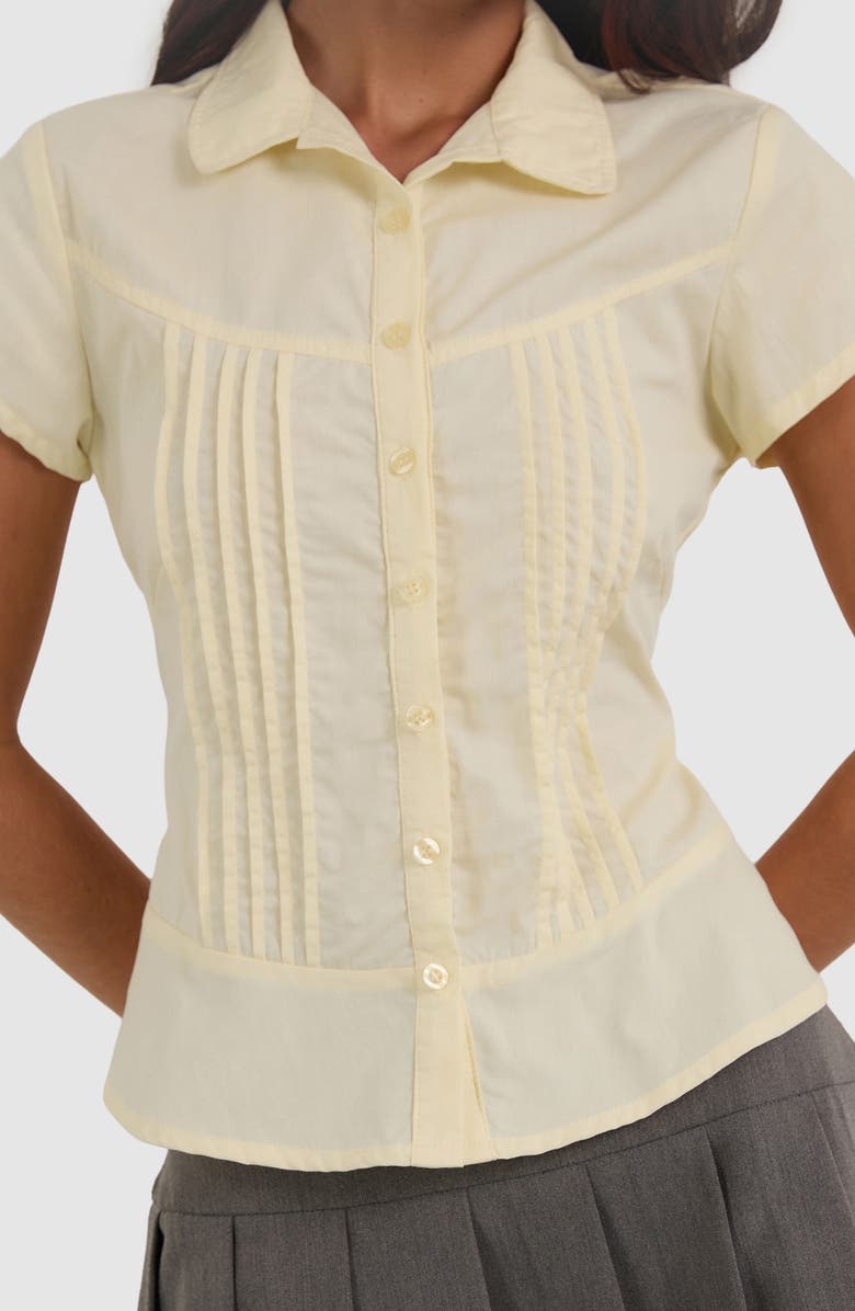 Motel Wilmot Pintuck Shirt, Alternate, color, Buttermilk Poplin