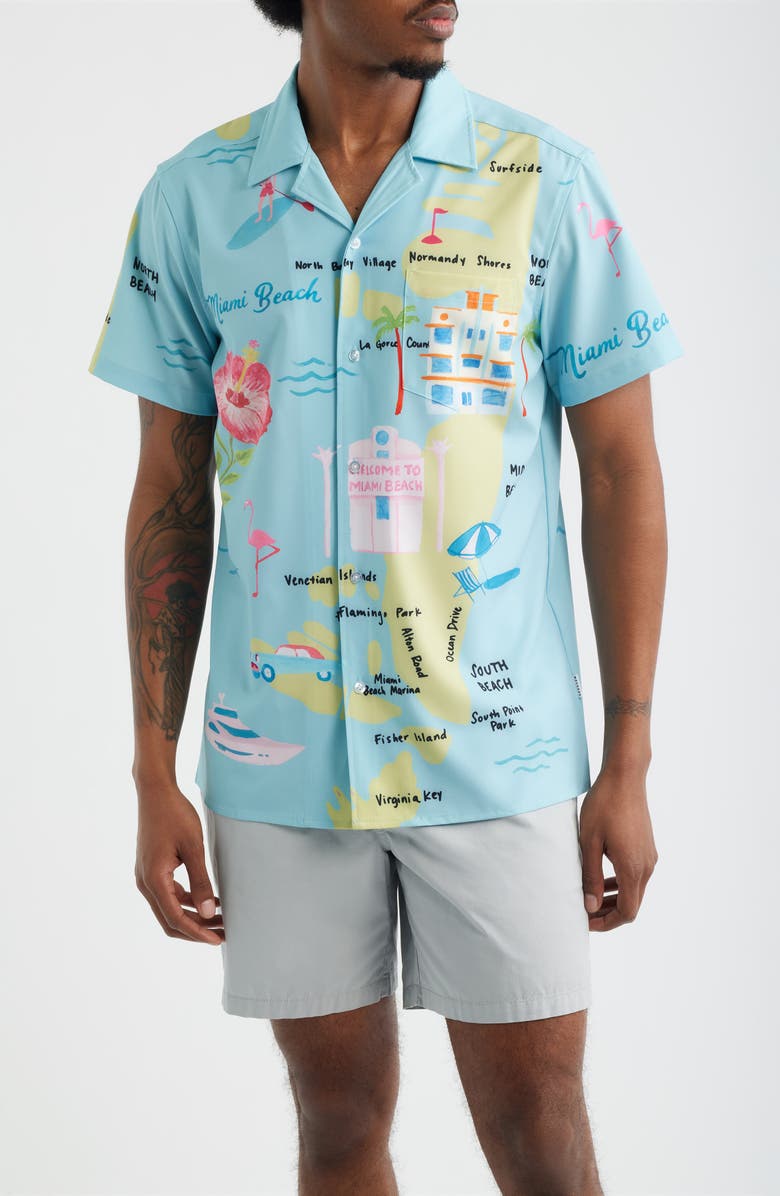 MAVRANS Collins Ave Weekend Camp Shirt, Main, color, Blue
